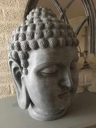 Buddha head, polystein-concrete color!!